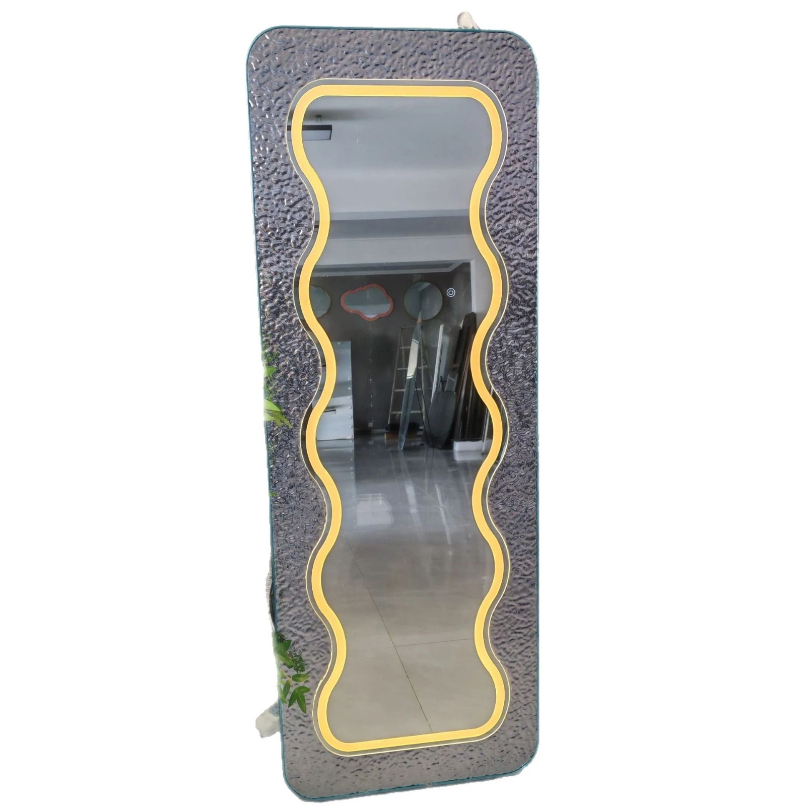 

Water ripple creative mirror bedroom wave clothing store with lamp fitting mirror