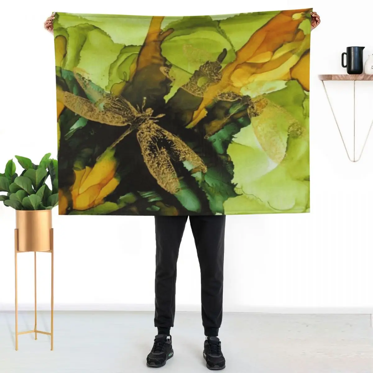 Pretty in Gold - by Barbara Mitchell Throw Blanket Plaid on the sofa Thermal warm for winter Soft Big Hairys Soft Beds Blankets