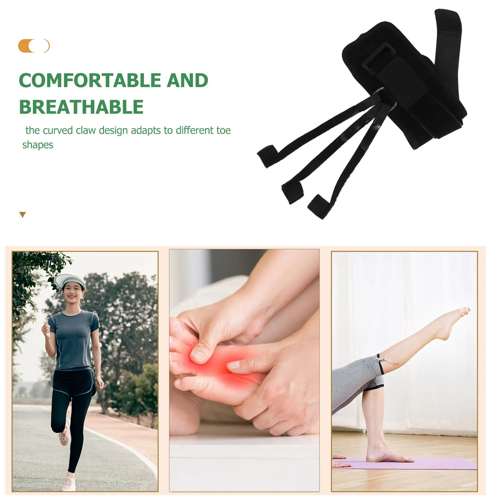 2Pcs Curved Claw Toe Straightener Traction Sleeve Adjustable for Hammer Toes Overlapping Curled Bent Toes Foot Brace Walking
