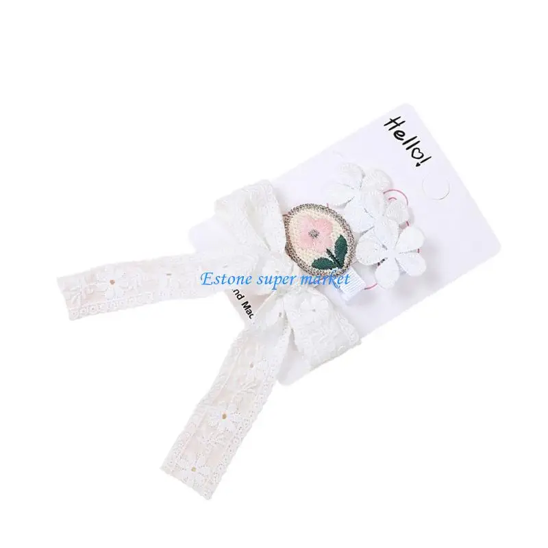 

090B Hairpin Hair Clips Lace Embroidery Flower Hairclip for Girl Toddlers Headwear