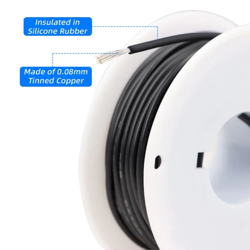 Flexible Silicone Wire In Roll 30/28/26/24/22/20/18/16AWG Heat-resistant Silicone Rubber Insulated Tinned Copper Cable 600V Kit
