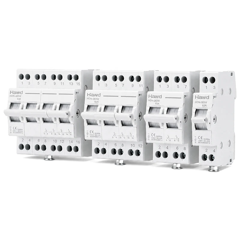 HDN-263W MTS 63A Interruptor de Conversão Manual de Dupla Alimentação com Bloqueio e Disjuntor Isolador AC 1P 2P 3P 4P