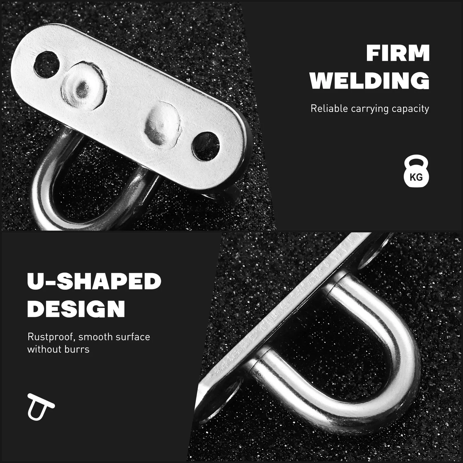 4Pcs Stainless Steel U Shaped Screws Hook Load Bearing Plate Staple Ring Mount Hanger Loop Eye Design for Heavy Duty Use