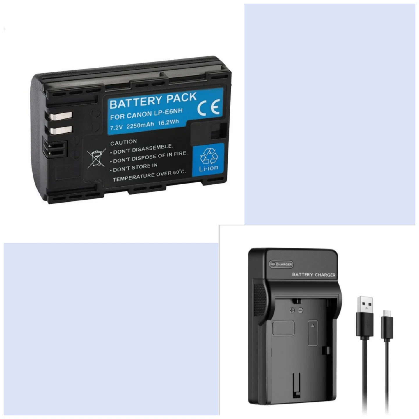 LP-E6NH E6 E6N E6NH Camera Battery For Canon EOS R R5 R6 5D Mark IV III 5DS R 6D Mark II 7D Mark II 90D 80D USB Battery Charger