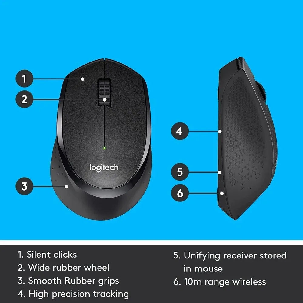 Logitech M330 Silent Plus Wireless Mouse 100% Noiseless Click 2.4G USB Nano Receiver | 1000 DPI | for PC Mac Laptop Work Library