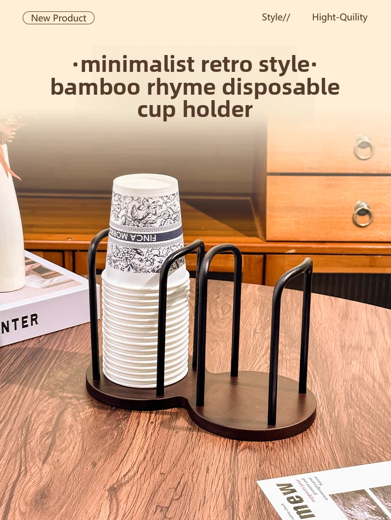 

Walnut Creative Trendy Metal Cup Holder Desktop Paper Cup Organizer Water Cup Storage Ra Coffee Tea Cup Display elf