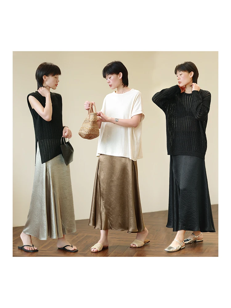 

Новая летняя юбка-миди А-силуэта с высокой талией, облегающая, на эластичной резинке, из легкой вискозы, с полной расклешенной юбкой