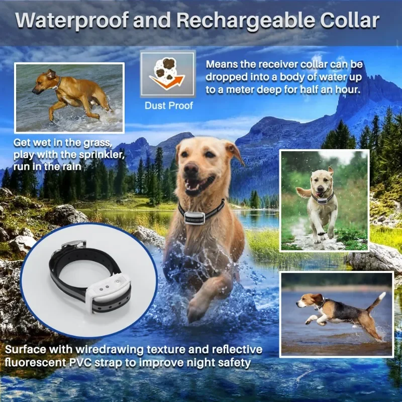 Electric Wireless Dog Fence System, Pet Containment System with Waterproof and Rechargeable Training Collar Receiver