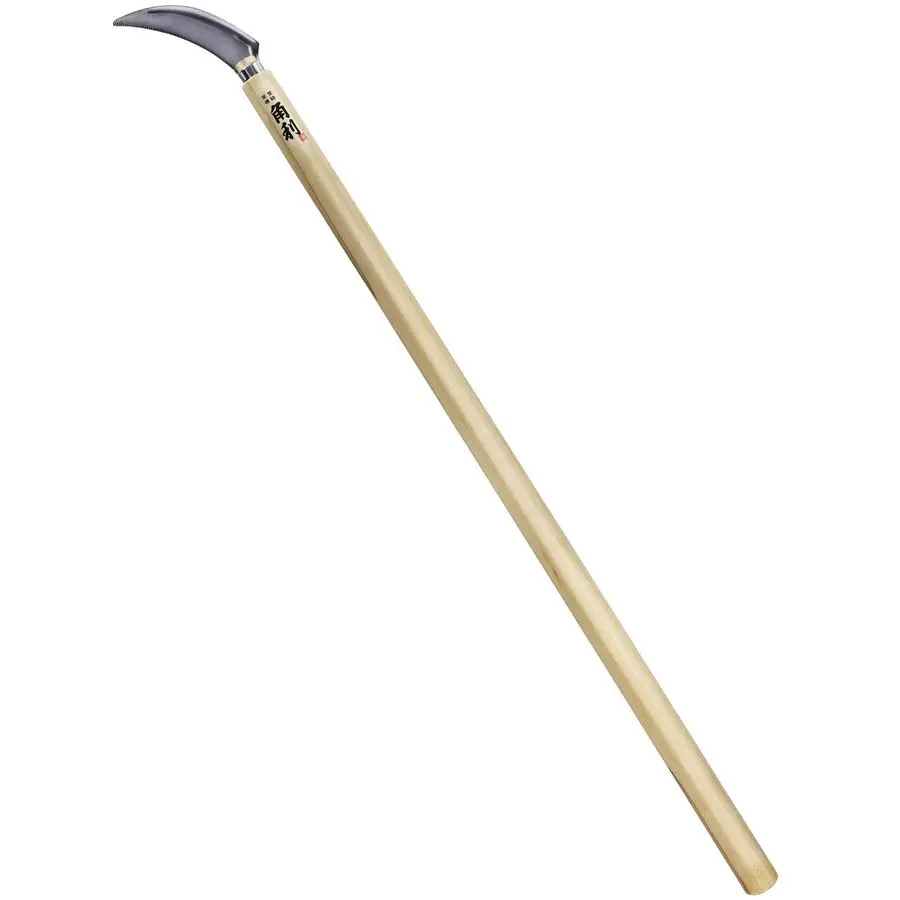 

Japanese Harvesting Sickle Long Handle 32 Serrated Blade, Stand Up Weeding Tool for Thick and Tough Plant, Razor Sharp Japanese
