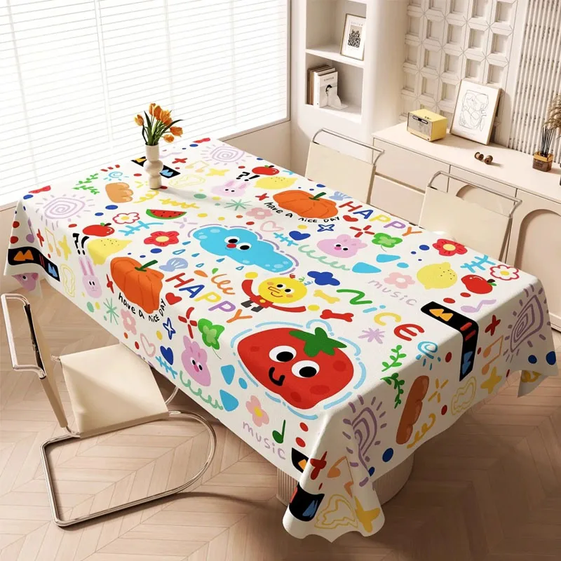 

Colorful Cartoon Pattern ABDL Dining Table Cloth Waterproof Oil Resistant And No-rinse Table Color Decora Cozy Cute Home Party