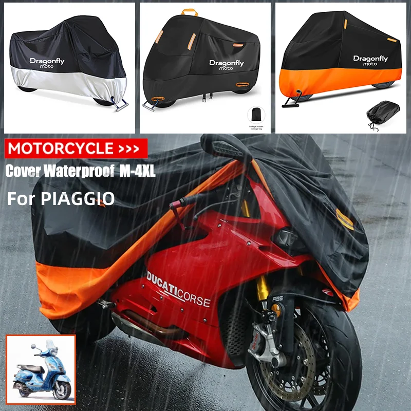 Dragonfly Motorcycle Waterproof Cover For PIAGGIO Liberty125 MP3 500 Medley Beverly 300 ZIP50 X7 X9 All Season Dustproof UV