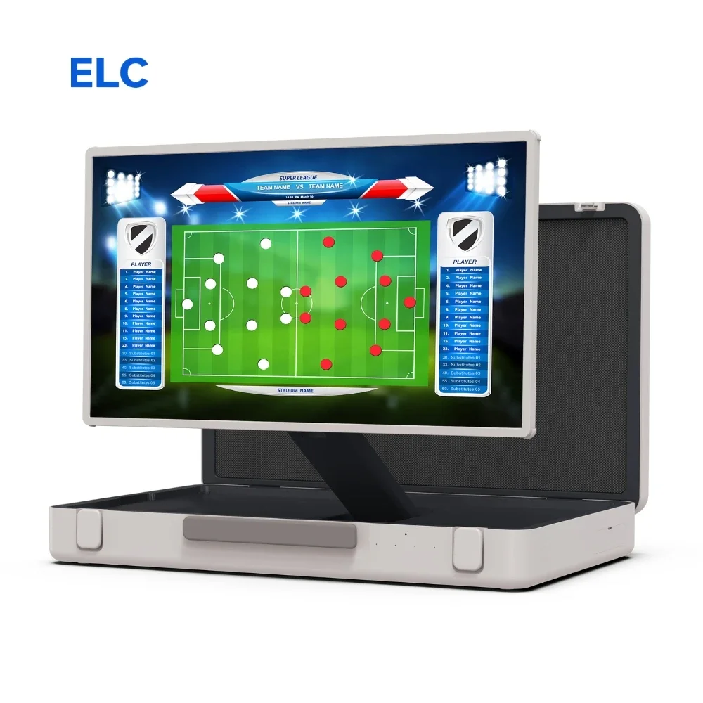 Vendita calda Elc Packgo 27 "Full Hd Valigetta Monitor Design Ips Touch Screen Valigia Smart Android Display TV per calcio tattico