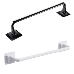 Self Adhesive Wall Mounted Bathroom Towel Bar Shelf Rack Holder Bathroom Toilet Towel Rack Kitchen Rag Rack Single Rod Storage