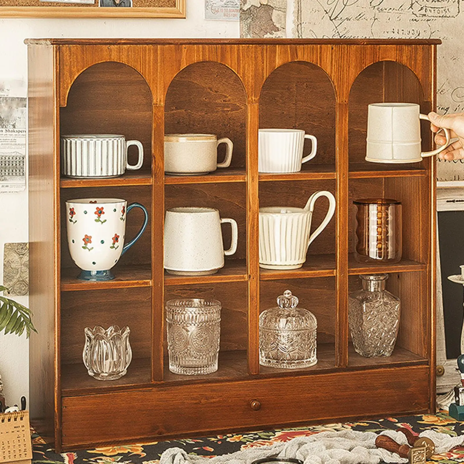 

Vintage Wood Countertop Cabinet Tabletop for Pantry Bathroom Countertops