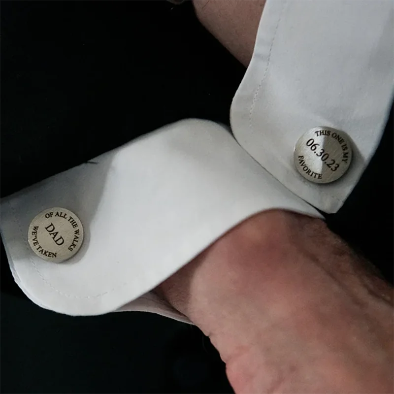 Personalized Cufflinks Wedding Gift Sweet Message for Father of the Bride My Favorite Walk Modern Wedding Cuff Links Keepsake