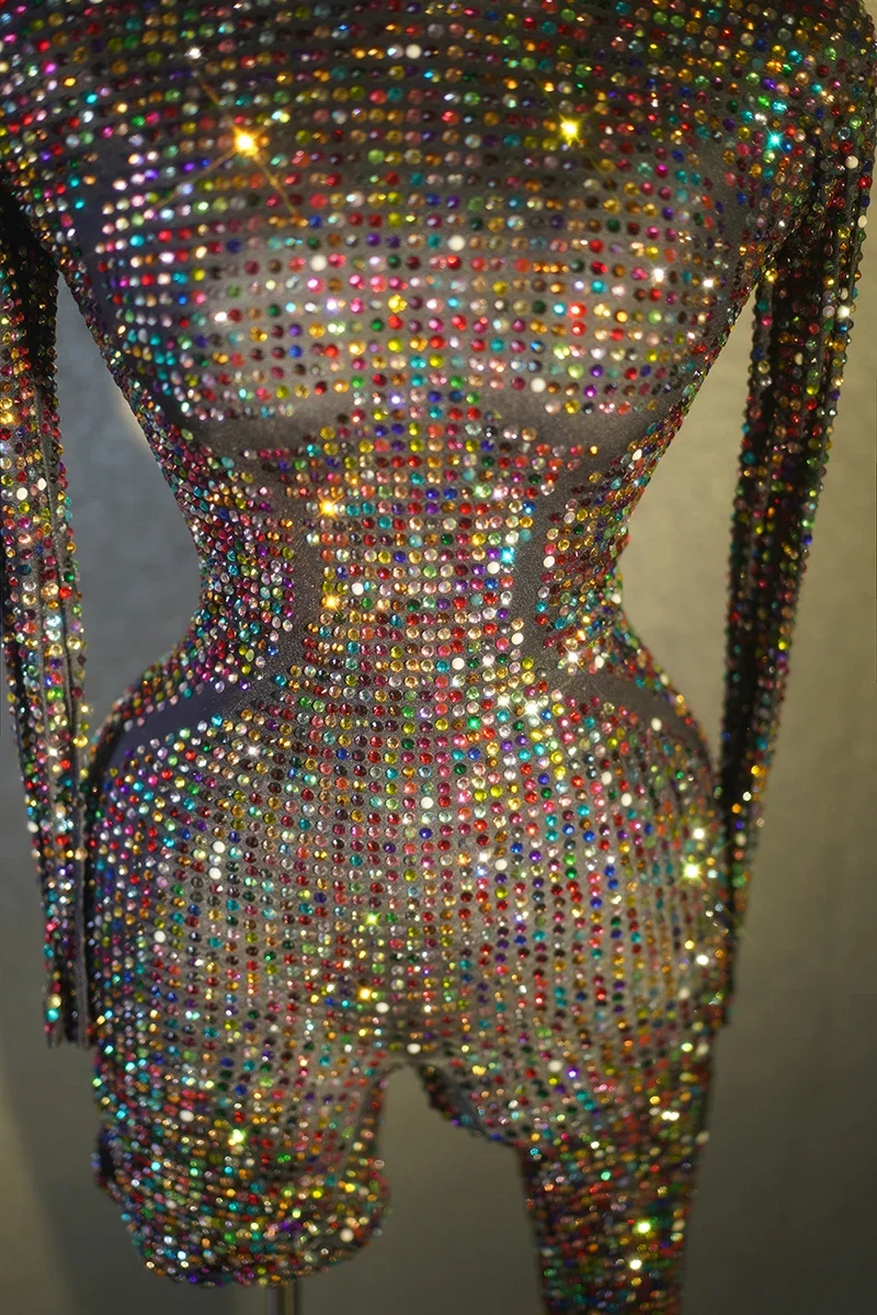 Combinaison Sexy en Strass pour Femme, Vêtements de Pôle brev, Dj Ds, GKnitting, Costumes de Danseuse, WOMEN, Tenue de Chanteur, Drag Queen