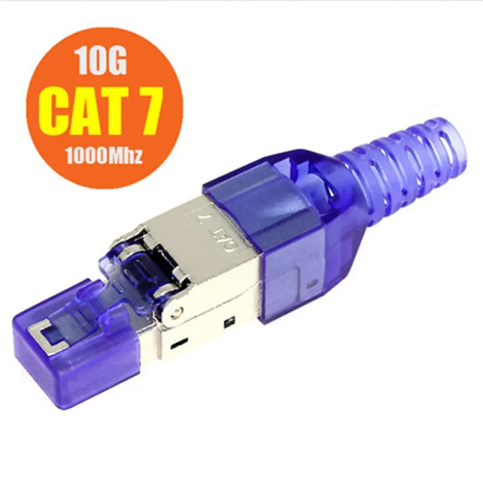 Ethernet Plug CAT7 RJ45 Connector Toolless Rj 45 Conector CAT 7 Zinc Alloy Metal Shielded 10G Network Modular Crystal Head