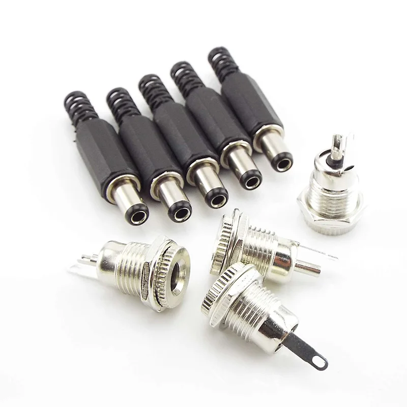 DC099 DC 5.5 * 2.1mm Female Power Supply Jack Socket plug Connector  Panel Mount DC-099 Threaded Metal Charging port 5.5 x 2.1mm