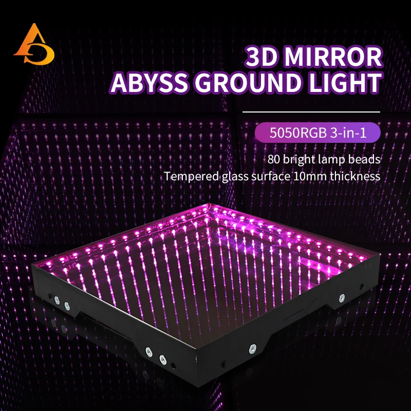 50X50CM equipped with 3D RGB LED mirror dance floor lights for wedding stage  magnetic lights for disco parties