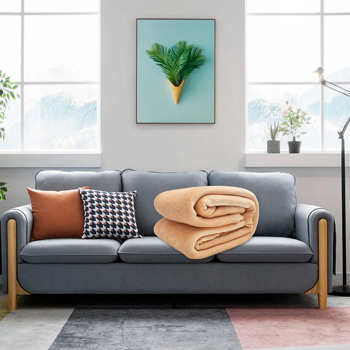 1Pcs 180x200cm Solid Color Flannel Blanket Premium Coral Fleece No Lint No Pilling Fade Resistant Warm Comfortable Sleeping