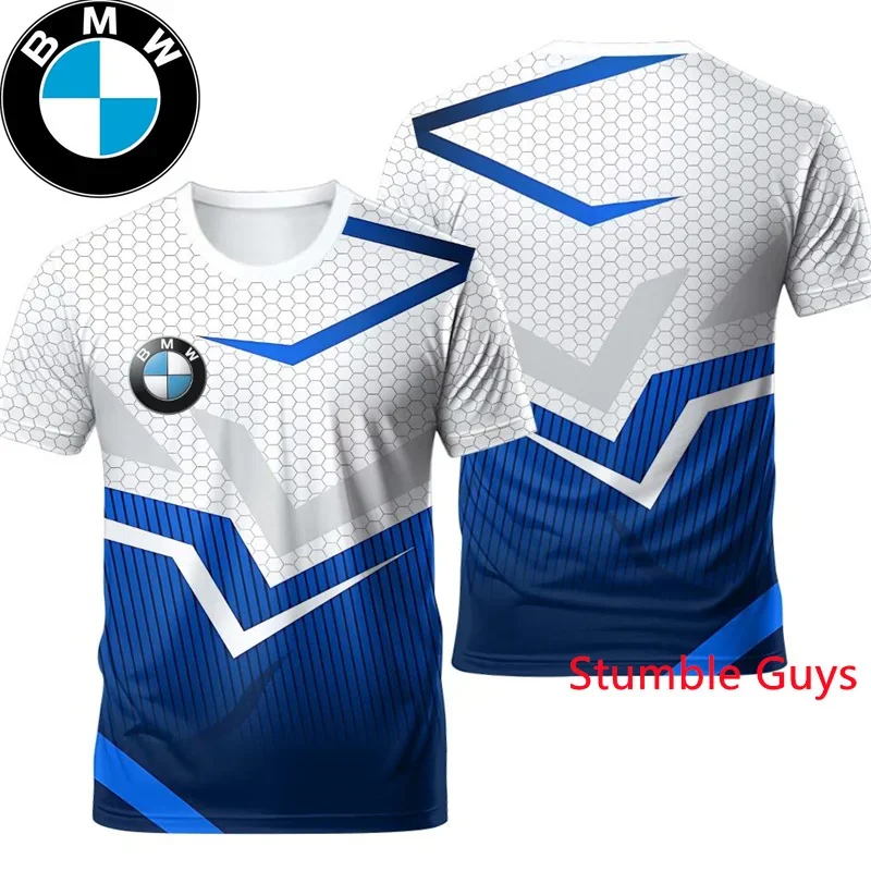 الصيف BMW M قوة الرجال تي شيرتات قصيرة الاكمام الرياضة دراجة نارية سباق الحد الأدنى عادي سهلة مباراة ملابس كاجوال ​