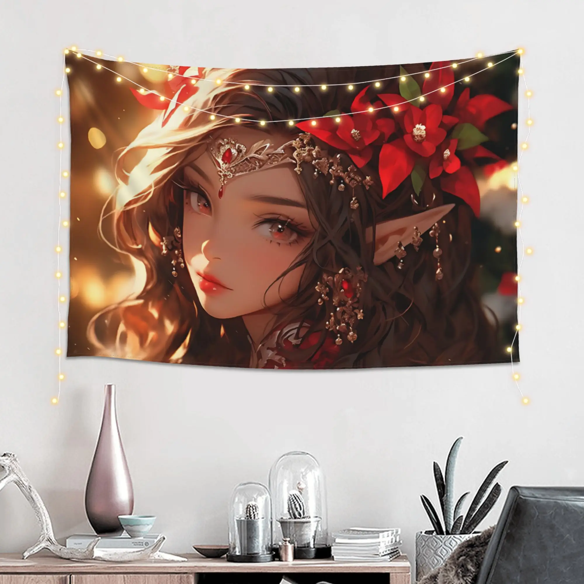 Merry Christmas Anime Customized Tapestry  Wall Hanging Blanket Tapestry Home Decor Items Wall Decorations