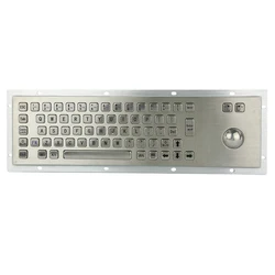 Panel Mount Custom Industrial Waterproof Stainless Steel Metal Keyboard with Trackball Mouse For Information Kiosk