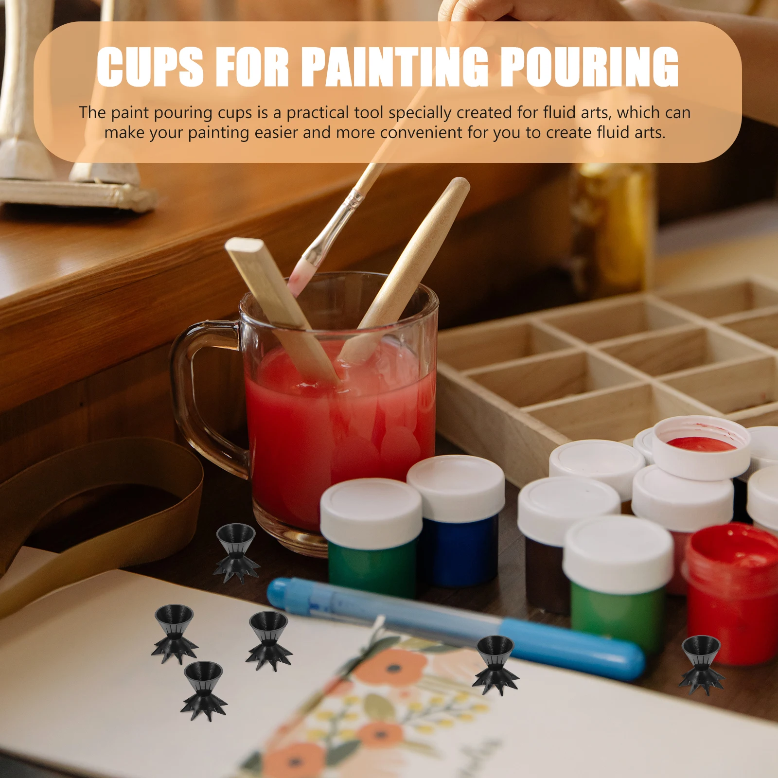 

6Pcs Painting Pouring Cups Reusable Silicone Pigment Container Durable Funnel Tools Funnel Cups Mixing Pouring Cup