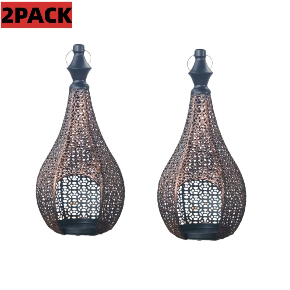 

2Pack 11.6-Inch Moroccan Lantern, Decorative Candle Holders Suitable for Ramadan And Christmas Decorations, Designed for Hanging And Indoor Home Decor in a Bronze End (Candles Not Included)