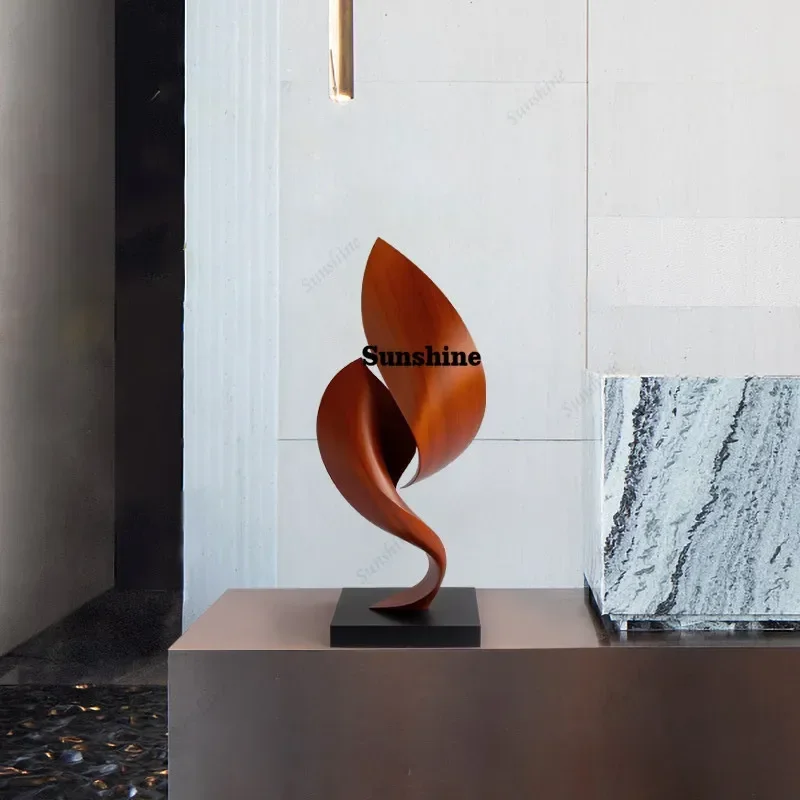 Modern abstract solid wood sculpture ornament living room entrance decoration ornament  T*