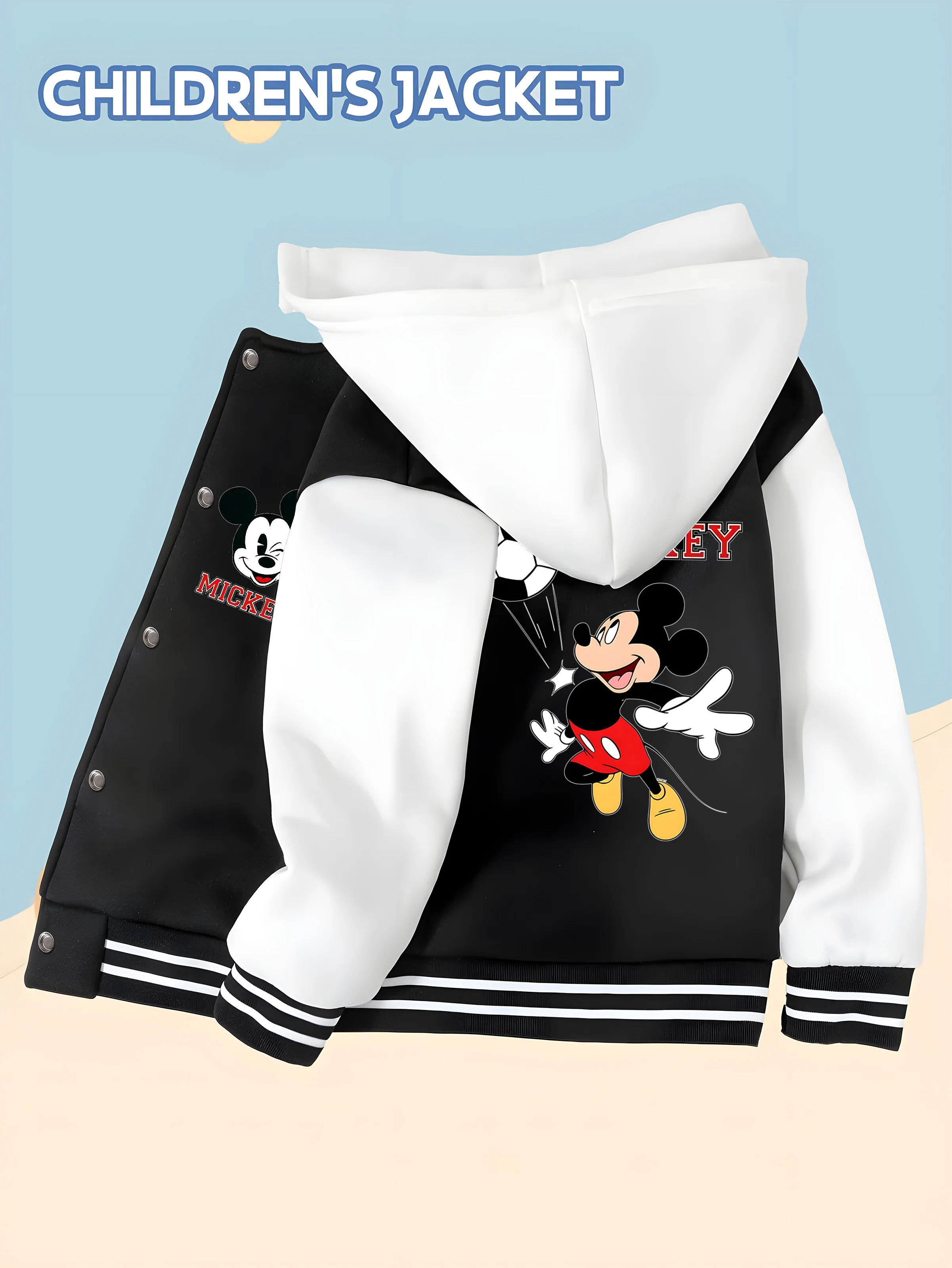 

MINISO Disney Football Mickey Kids Baseball Boys Jacket - Reversible Sports Football Mickey, Energetic, Soft Fabric, Versatile