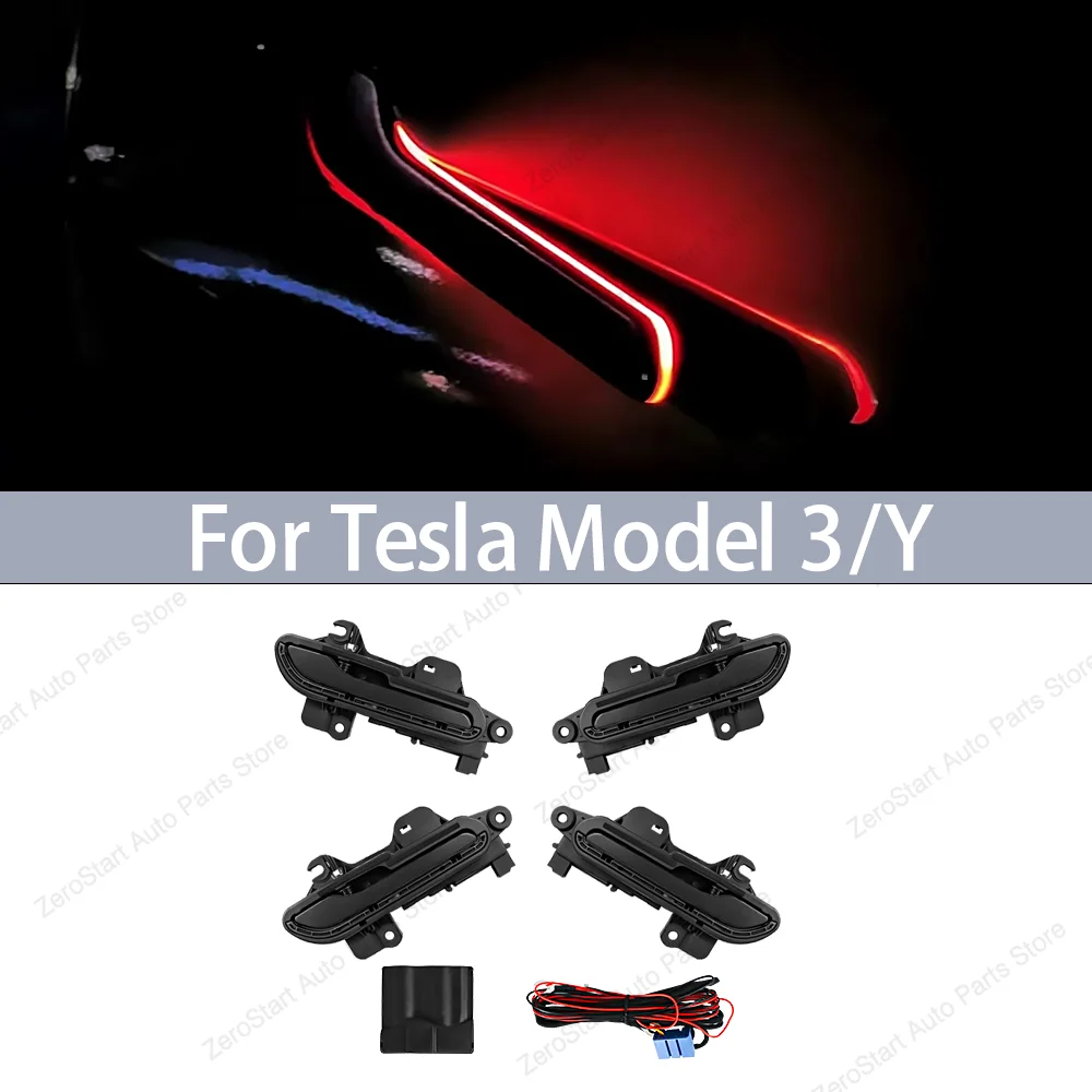 

Авто дверные ручки, электрический мультисветодиодный руль для Tesla Model 3Y Highland OTA, беспроводные водонепроницаемые дверные ручки, автомобильные аксессуары