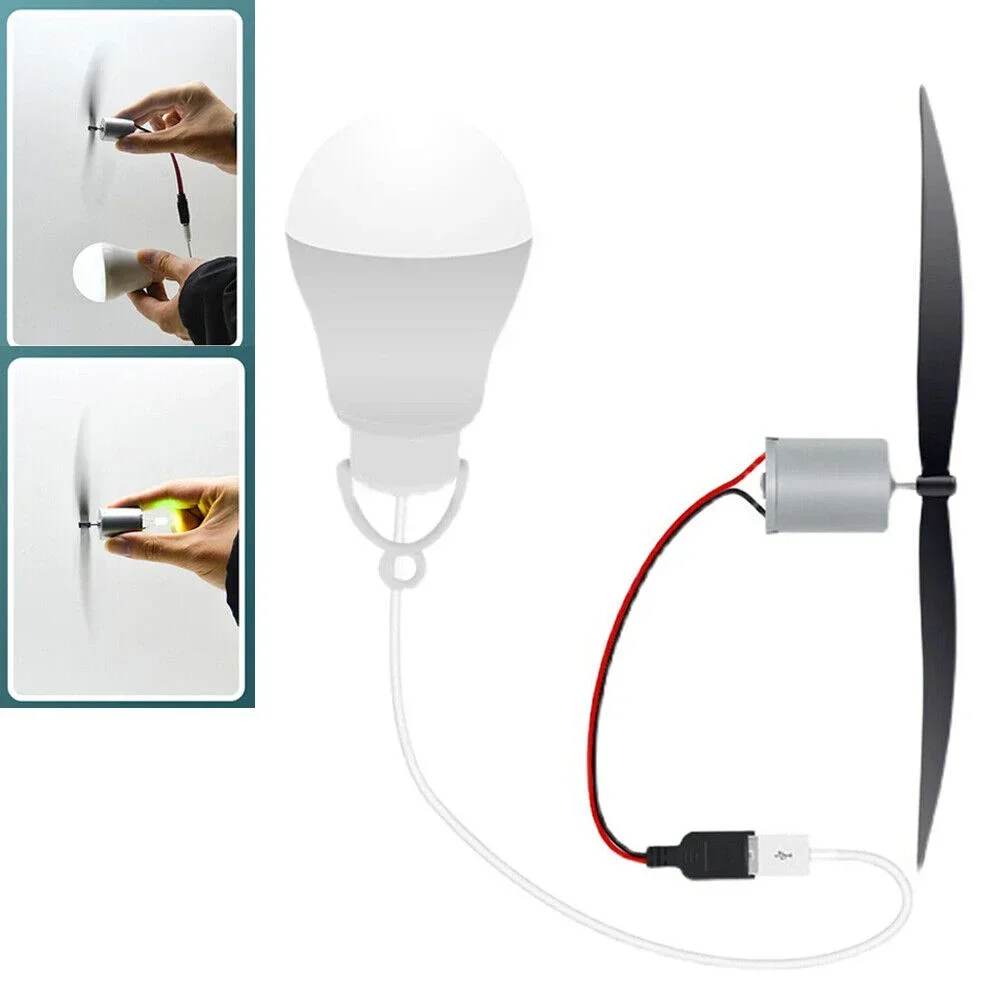 Wind Propeller DIY Set 18cm ABS Propeller Teaching Experiment USB Cable 1 Meter Wind Power Generation Generator