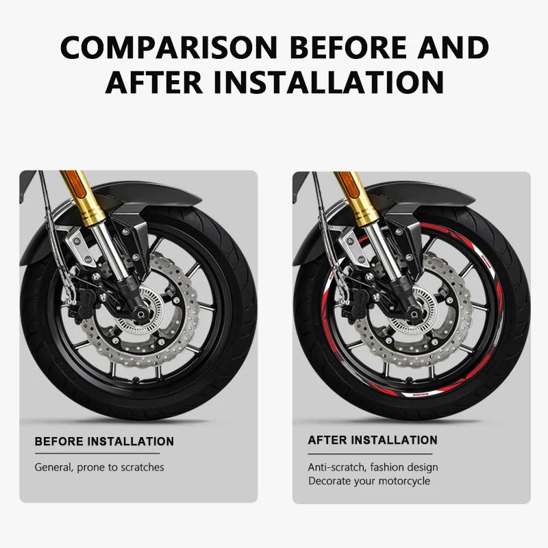 Motorcycle Wheel Sticker 13 Inch Rim Tape Waterproof Wheel Decal for Keeway RKF 125 RKS RKV RKR 125 RK6 MBP M502N Accessories