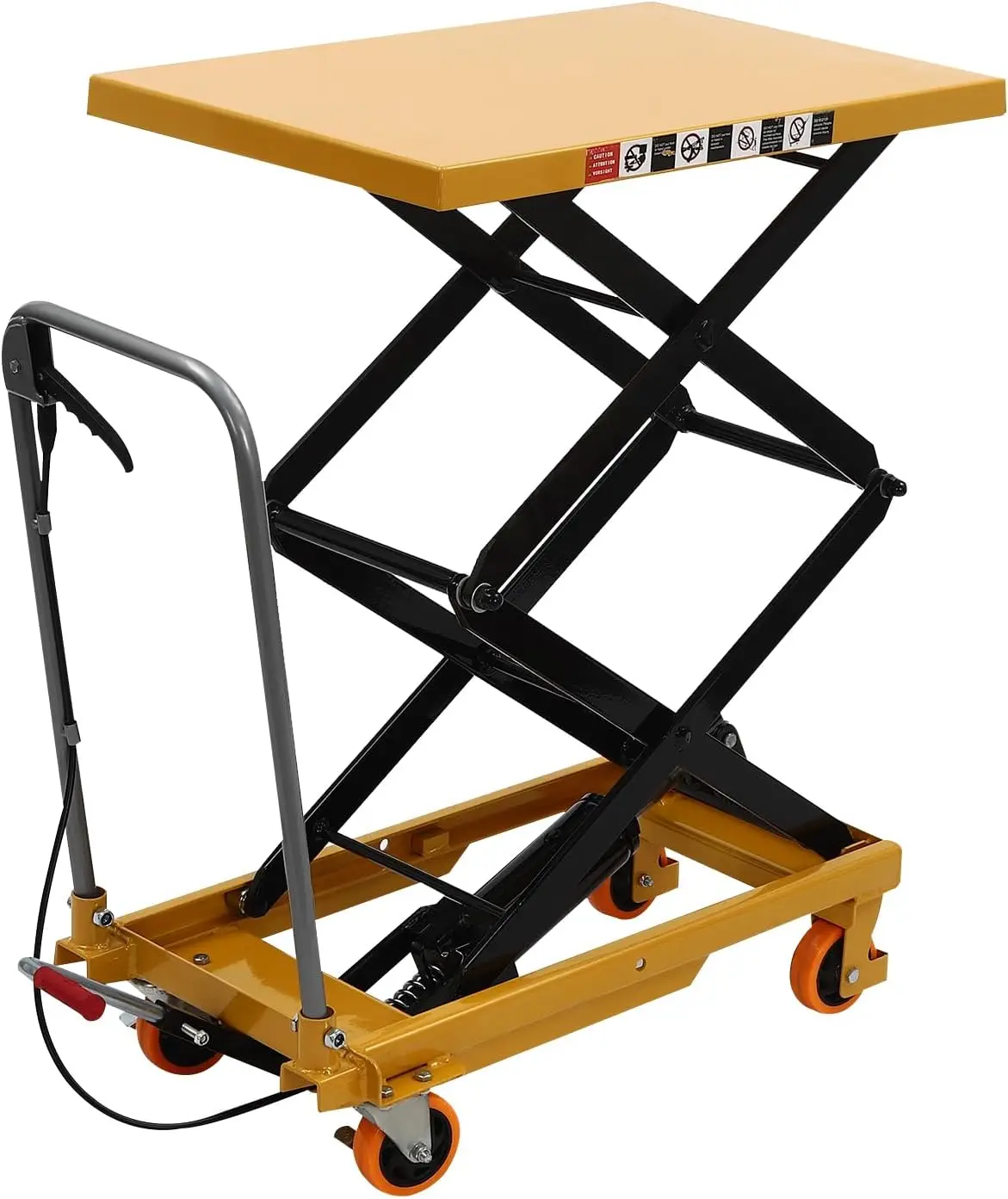 Hydraulic Scissor, 500Lbs Capacity, Cart Lift Table Cart 49-Inch Lifting Height, Manual Scissor Lift Table W/ 4 Wheels And Foot