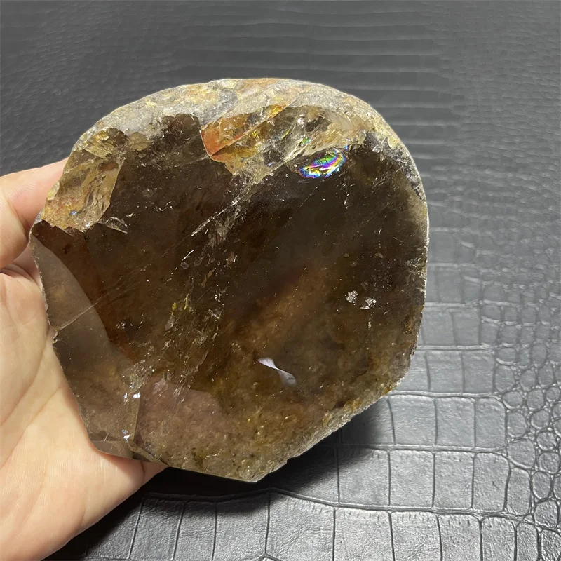 1230g Rainbow Natural Stone Quartz Free Form Smoky Quartz Crystal Rock Decoration Rough Polished Healing