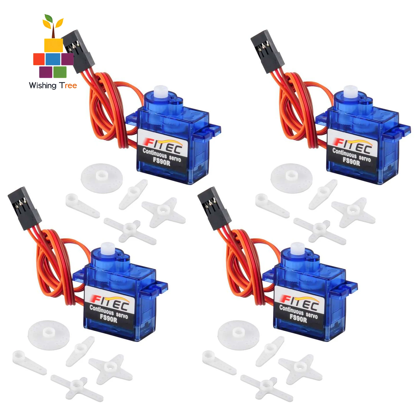 Feetech FS90R Micro Servo Motor 360 Degree Continuous Rotation with 1.5kg Torque for RC Robots DIY Projects 4pcs