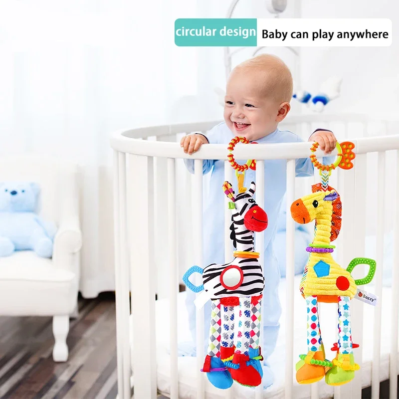 Bebê sensorial pendurado chocalhos brinquedo veículo-montado girafa carrinho de brinquedo suspender animal chocalho brinquedos educação precoce brinquedos presentes