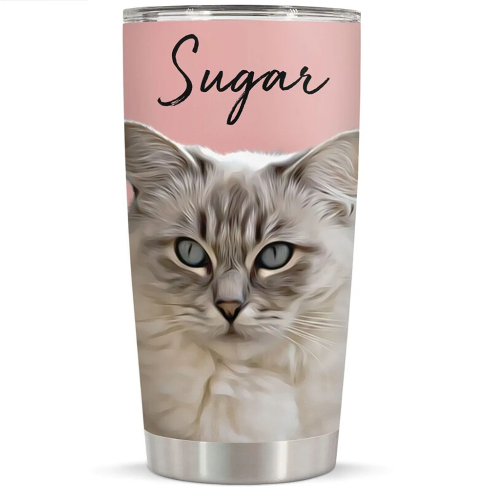 

Personalized Custom 20Oz Pet Portrait Insulated Coffee Cup Pet Photo Stainless Steel Travel Cup Car Cup Ideal Gift For Pet Lover