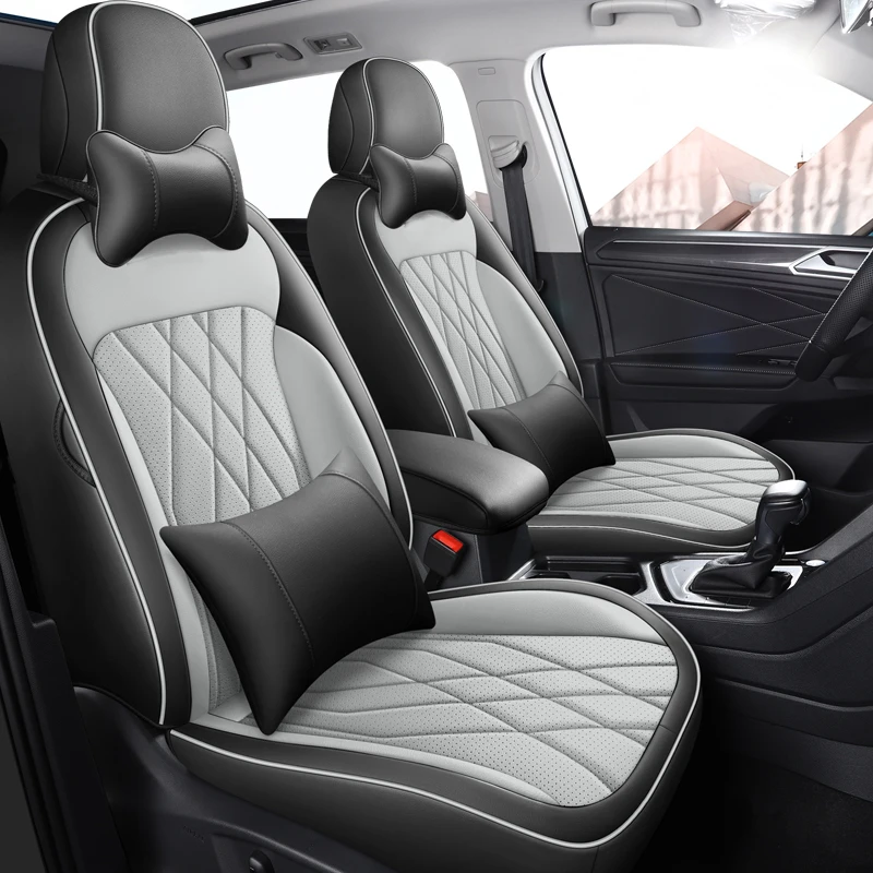 Full Coverage Car Special Seat Covers For Volkswagen VW Tiguan L 2017-2024 Waterproof leather seat cushion Auto Accessories