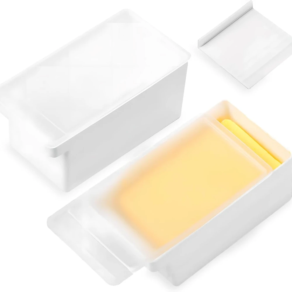 طبق الزبدة مع غطاء وحاوية حامل الزبدة القاطعة، صينية حفظ الزبدة سهلة القطع لتخزين الثلاجة #1