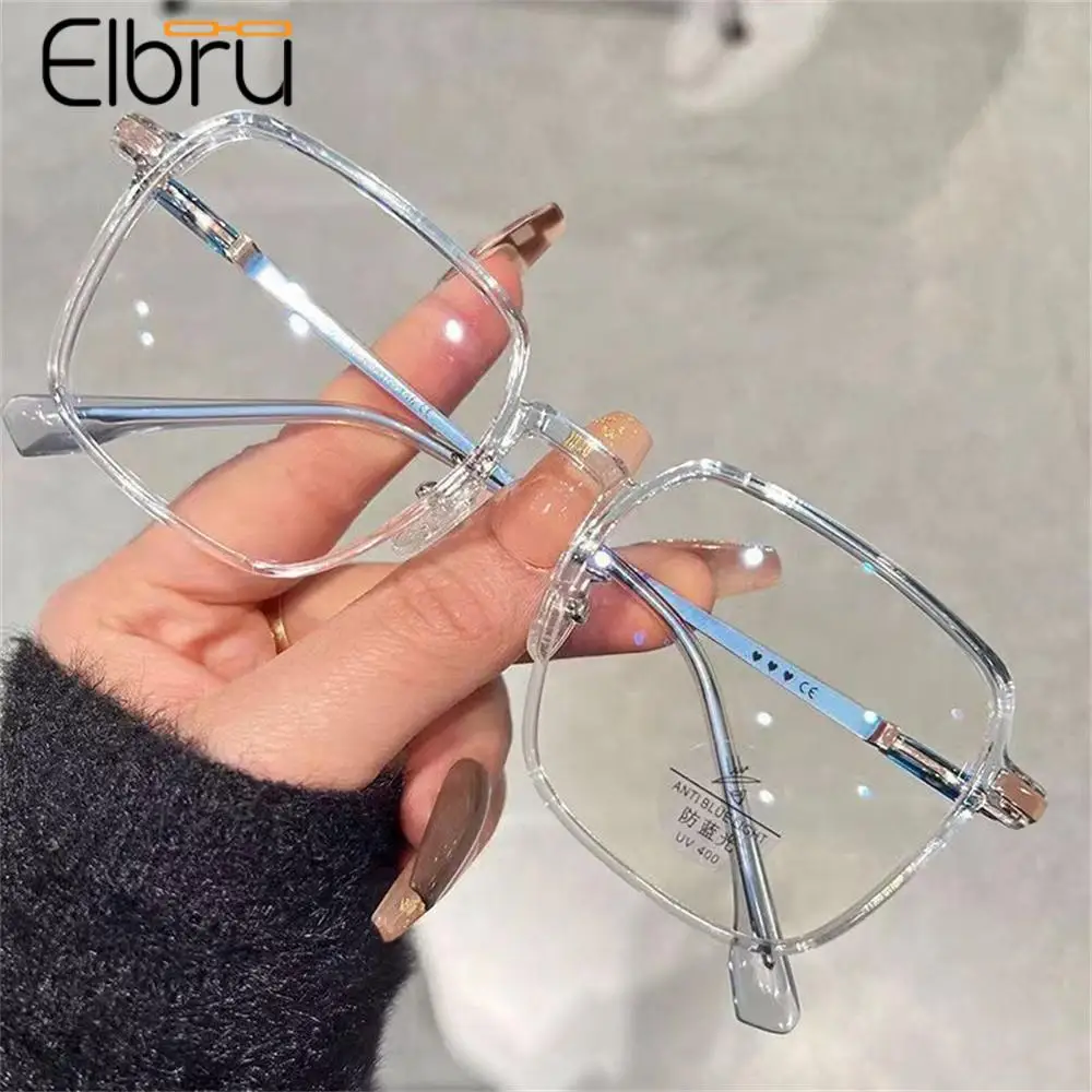 

Elbru Vintgae Anti Blue Light Myopia Glasses Unisex Clear Big Frame Myopic Eyeglasses Women Men Nearsighted Eyewear 0-1-1.5...-6