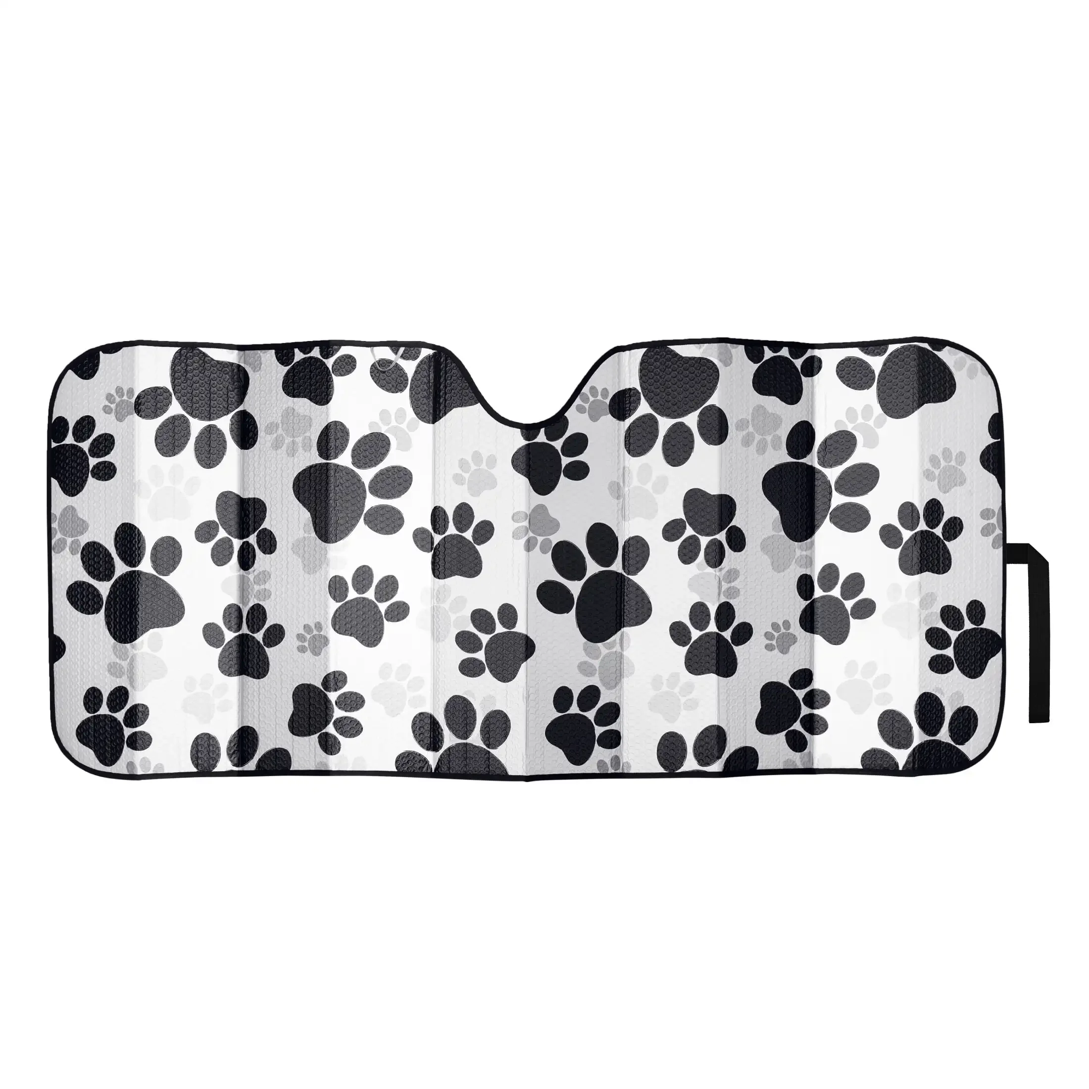 

Paw Print Car Sun Shade for Pet Lovers Oversized 63"x28.5" Accordion Fold Heat Blocker Universal Front Windshield