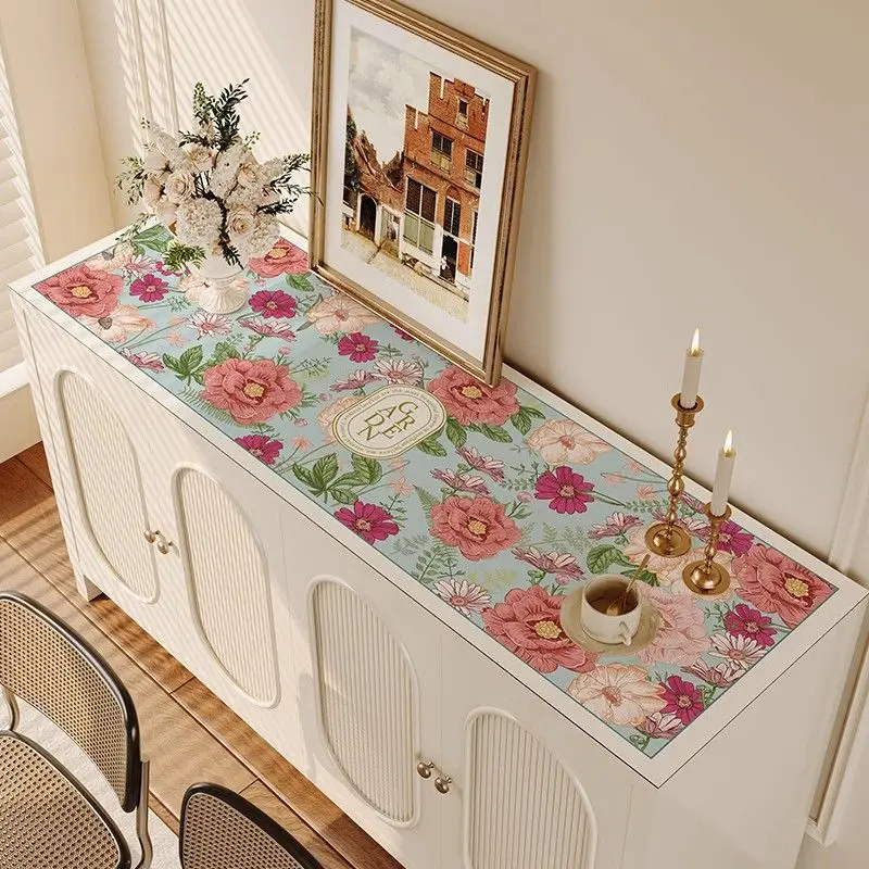 19108+W002-LNew Desktop Mat, Shoe Cabinet, Entrance Cabinet, long Tablecloth, Waterproof And Oil Resistant Tea Table Tablecloth