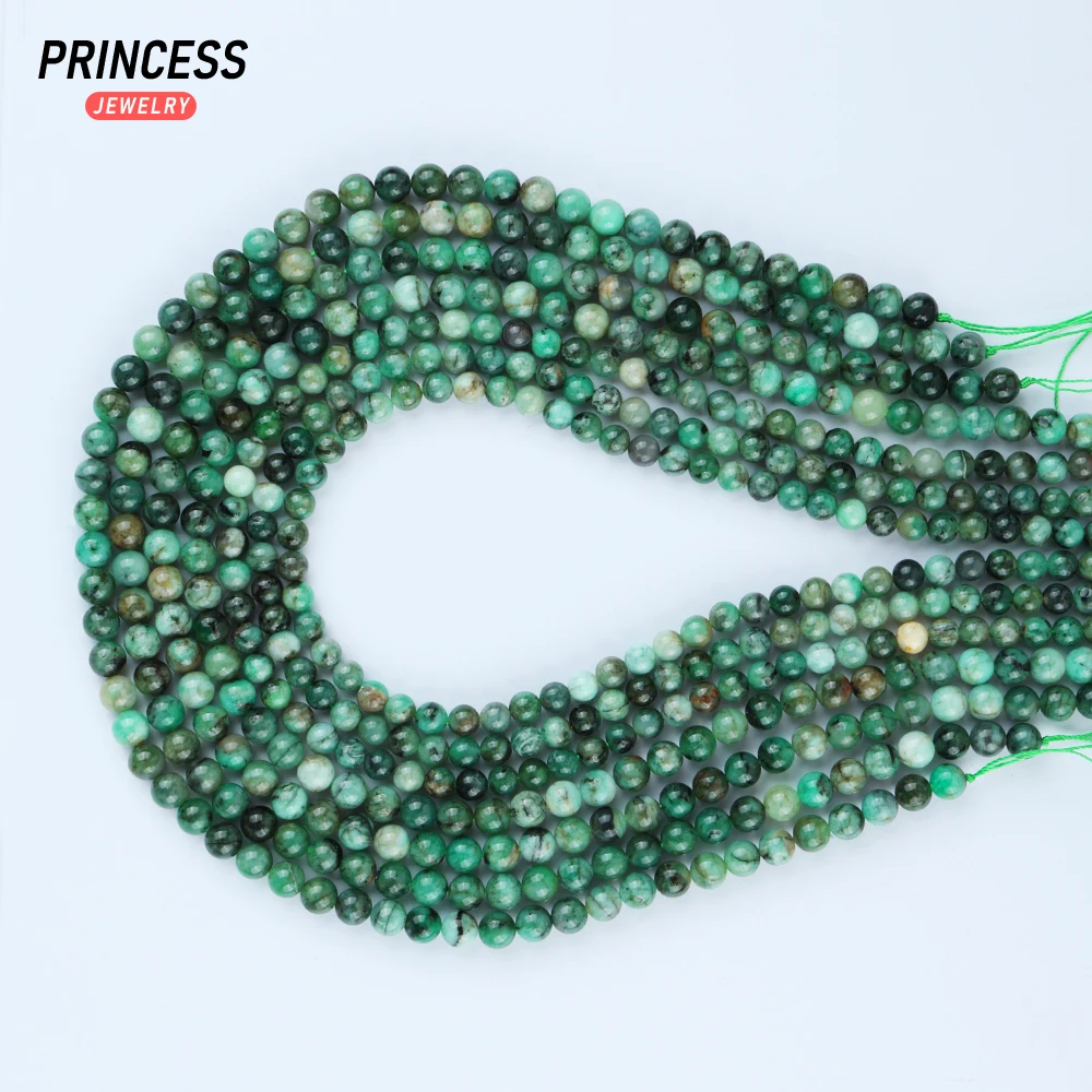 A+ Natural 6mm 7mm Emerald Without Any Treatment Loose Beads for Jewelry Making Bracelet Wholesale Stone  Beads DIY Accessories