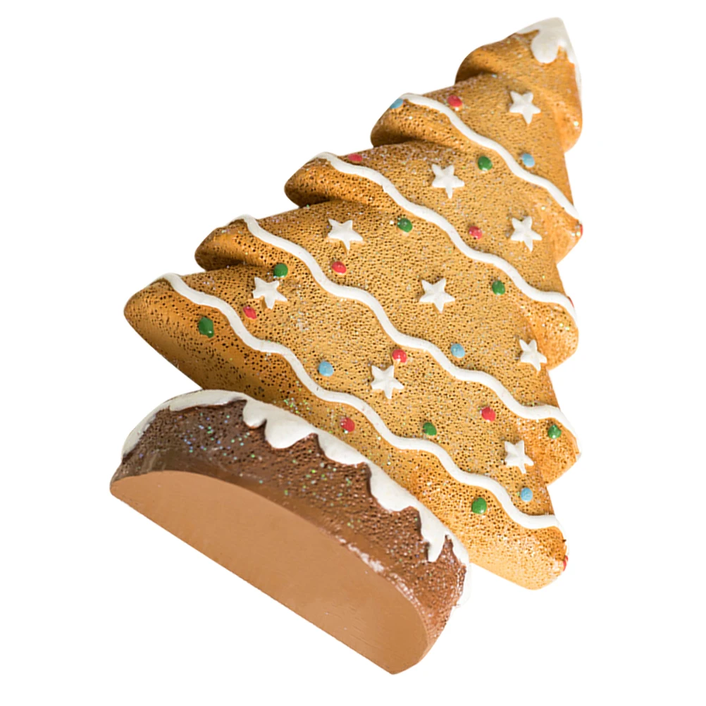 

Gingerbread Christmas Tree Figurine Miniature Holiday Tabletop Decor Resin Sculpture Standing Ornament Festive Decorations