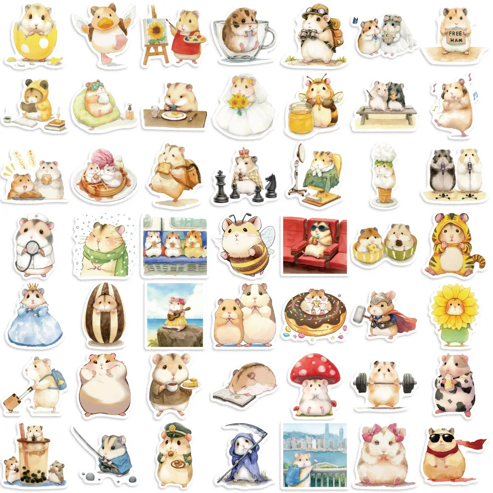 10/50Pcs Cute Little Fat Hamster Stickers Aesthetic DIY Scrapbooking Stationery School Supplies Decoration Sticker Decal Toy