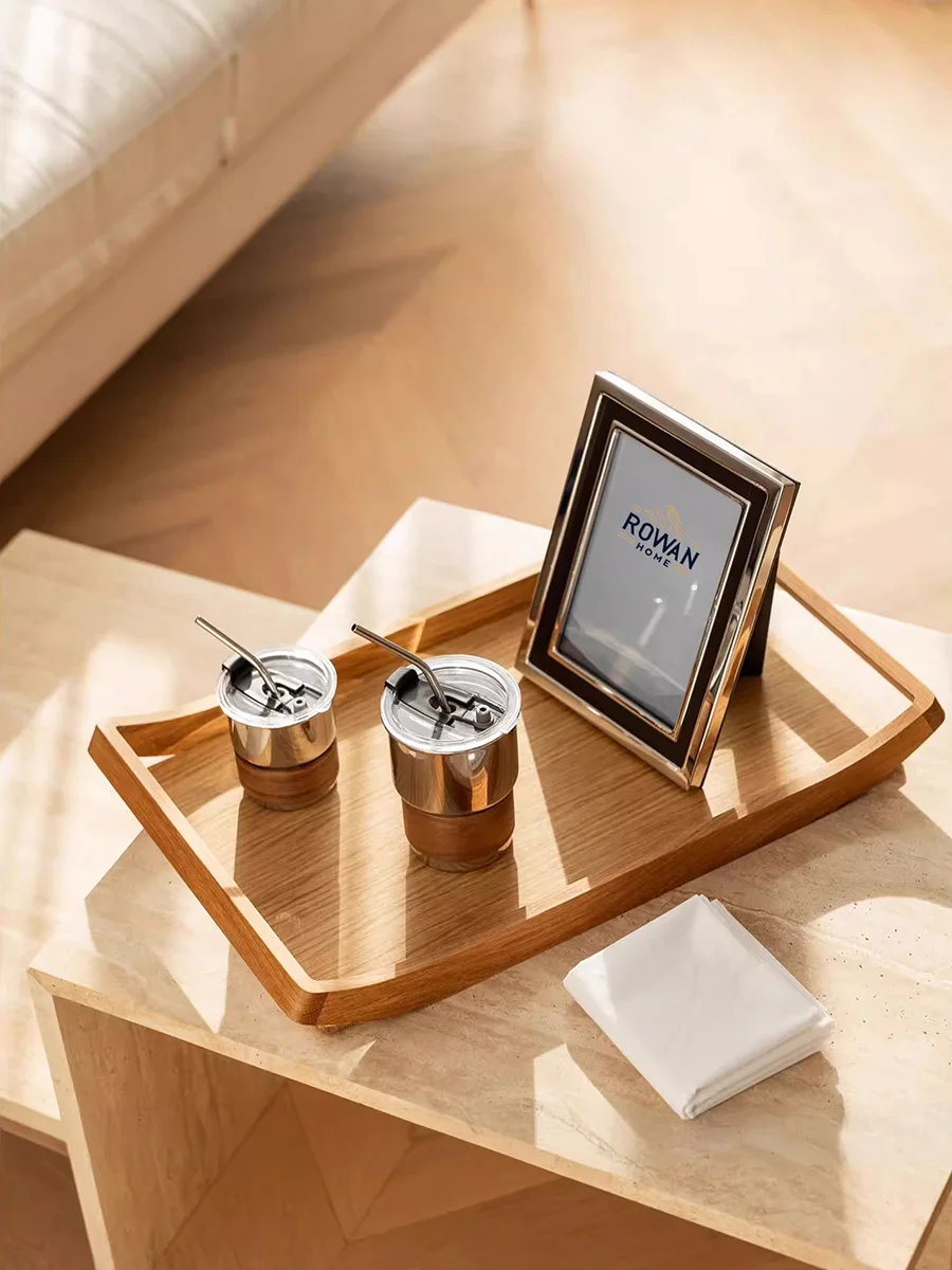 

Oak Wood Serving Tray with Handle, 19 inch Decorative Tray, Premium Wood, Entertaining, Breakfast, Coffee Table, Home Decor
