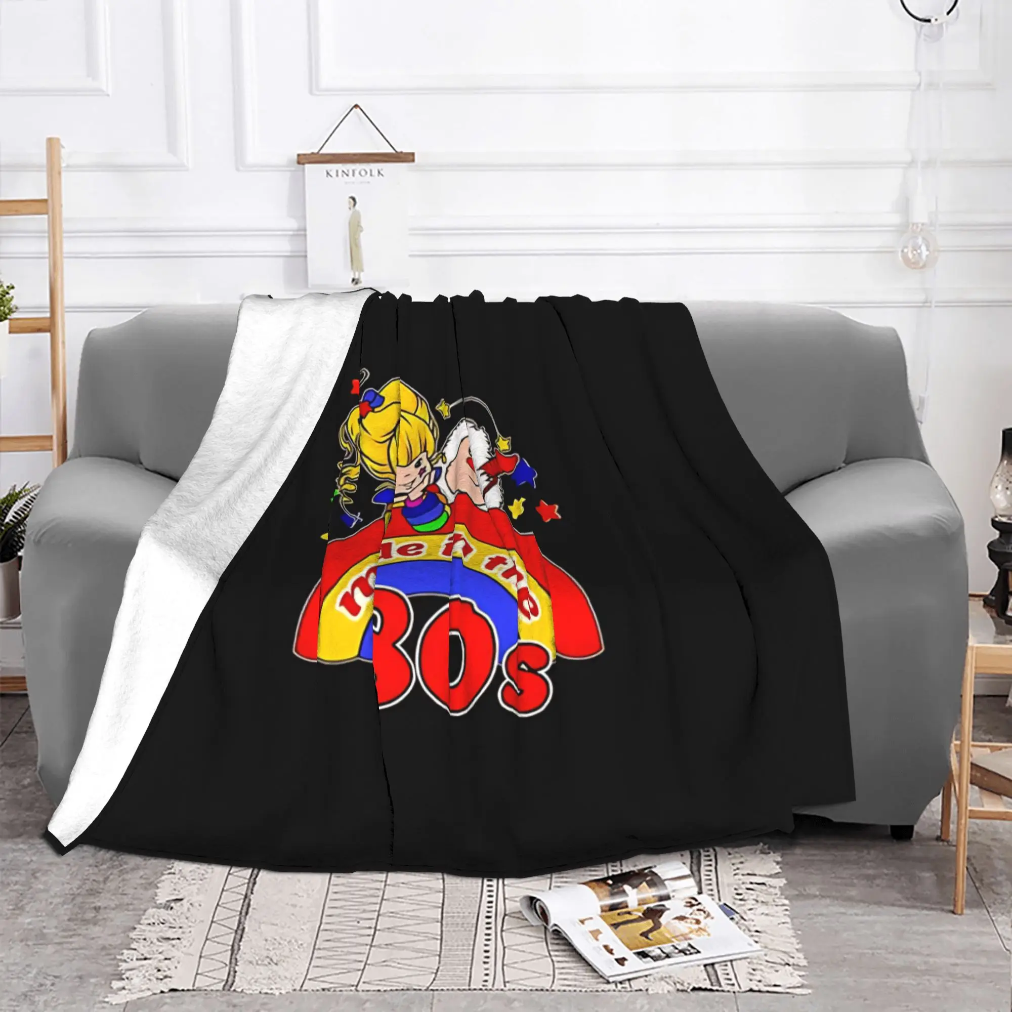 1PC Home Cutecore whimsical character R-Rainbow Brite Blanket Super Cosy Plush Home Living Room Sofa Halloween