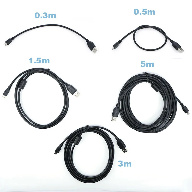 Mini B 5pin USB male Cable To USB male T port Fast Data Charger Cable For MP3 MP4 Player Car DVR GPS Digital Camera HDD e1